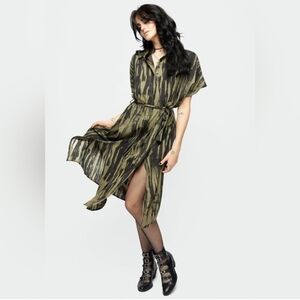 Disturbia Hegemone Tie Waist Midi Shirt Dress